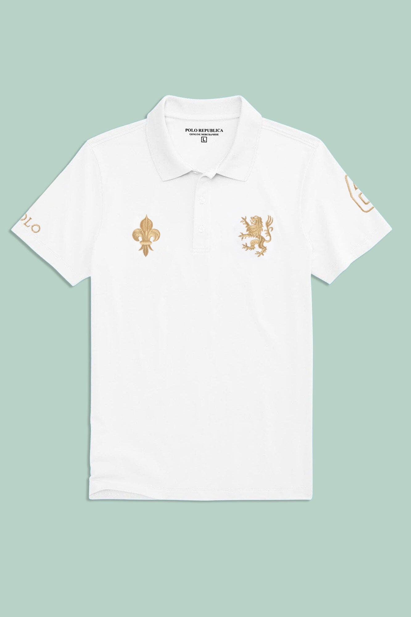 Polo Republica Men's Lion Crest & 9 Polo Embroidered Short Sleeve Polo Shirt