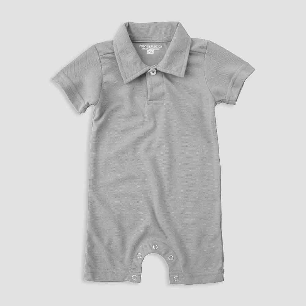 Polo Republica Essentials Short Sleeve Baby Romper Romper Polo Republica Grey 0-3 Months