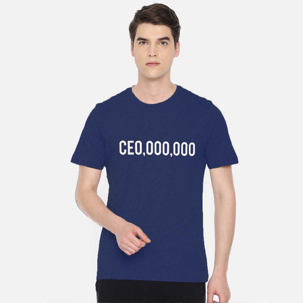 Men's Printed Crew Neck Tee Shirt CEO Millionaire Men's Tee Shirt Image Royal Blue Black XS