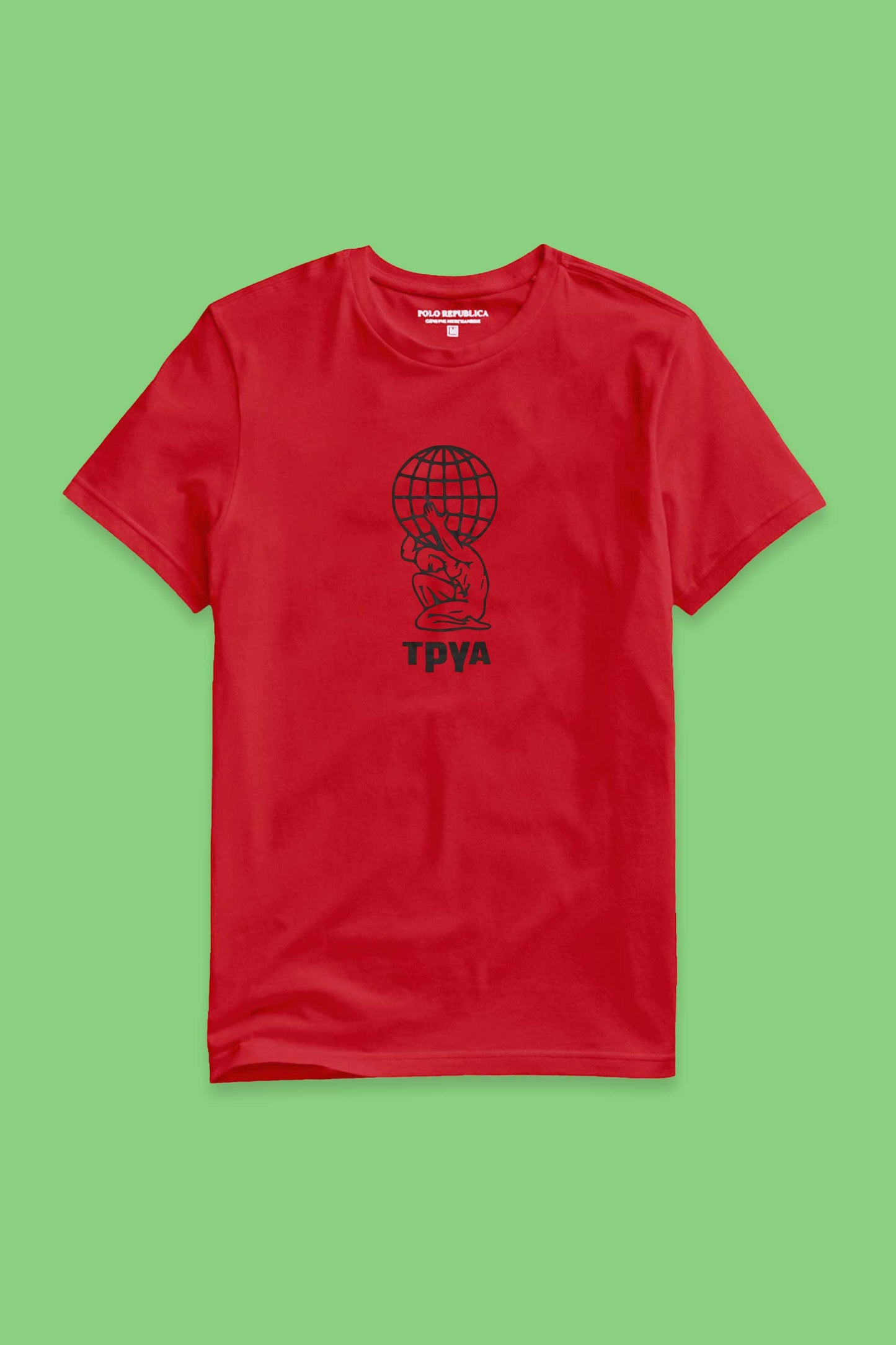 Polo Republica Men's World Life Embroidered Crew Neck Tee Shirt