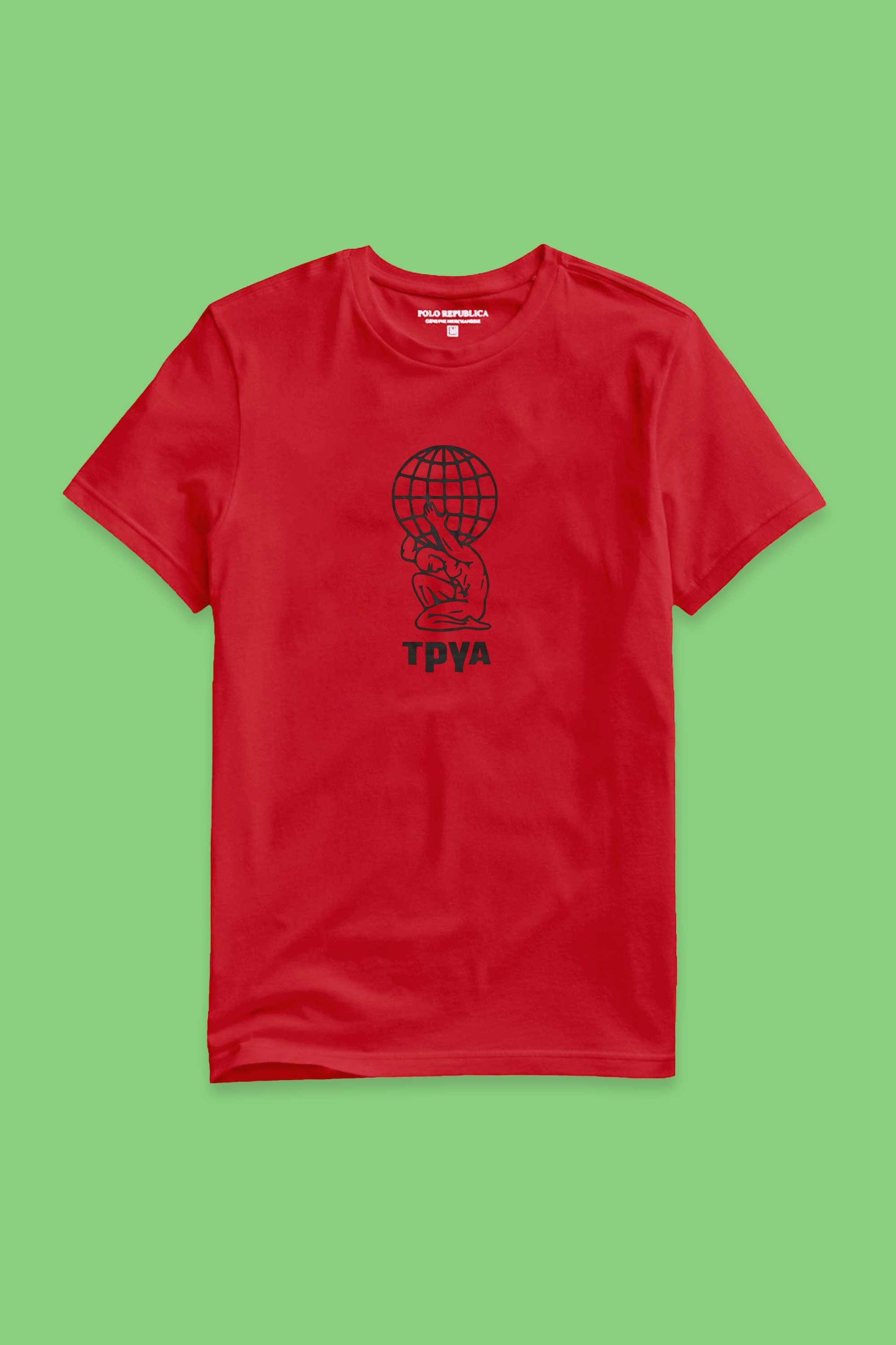 Polo Republica Men's World Life Embroidered Crew Neck Tee Shirt