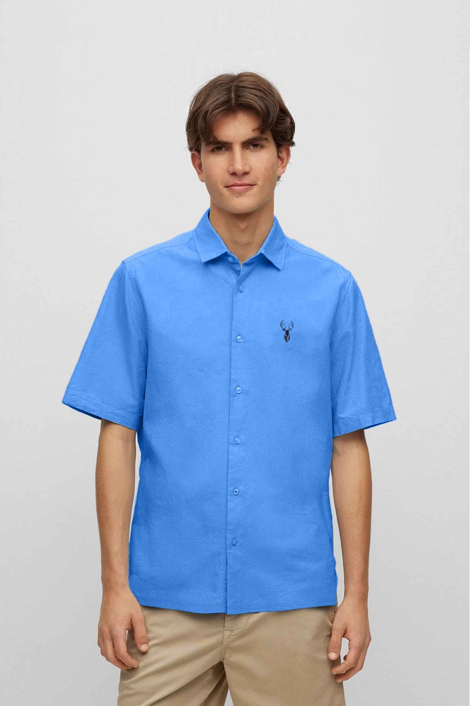 Polo Republica Men's Deer Embroidered Short Sleeves Casual Shirt Men's Casual Shirt Polo Republica