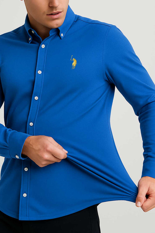 Polo Republica Men's Four-Way Stretch Signature Pony Casual Shirt