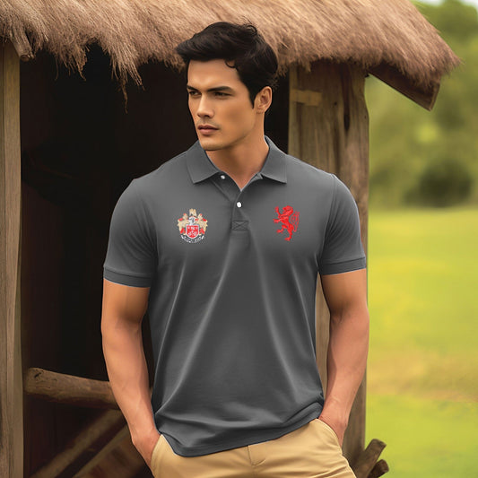 Polo Republica Men's Lion & Emblem Embroidered Short Sleeve Polo Shirt Men's Polo Shirt Polo Republica Graphite S