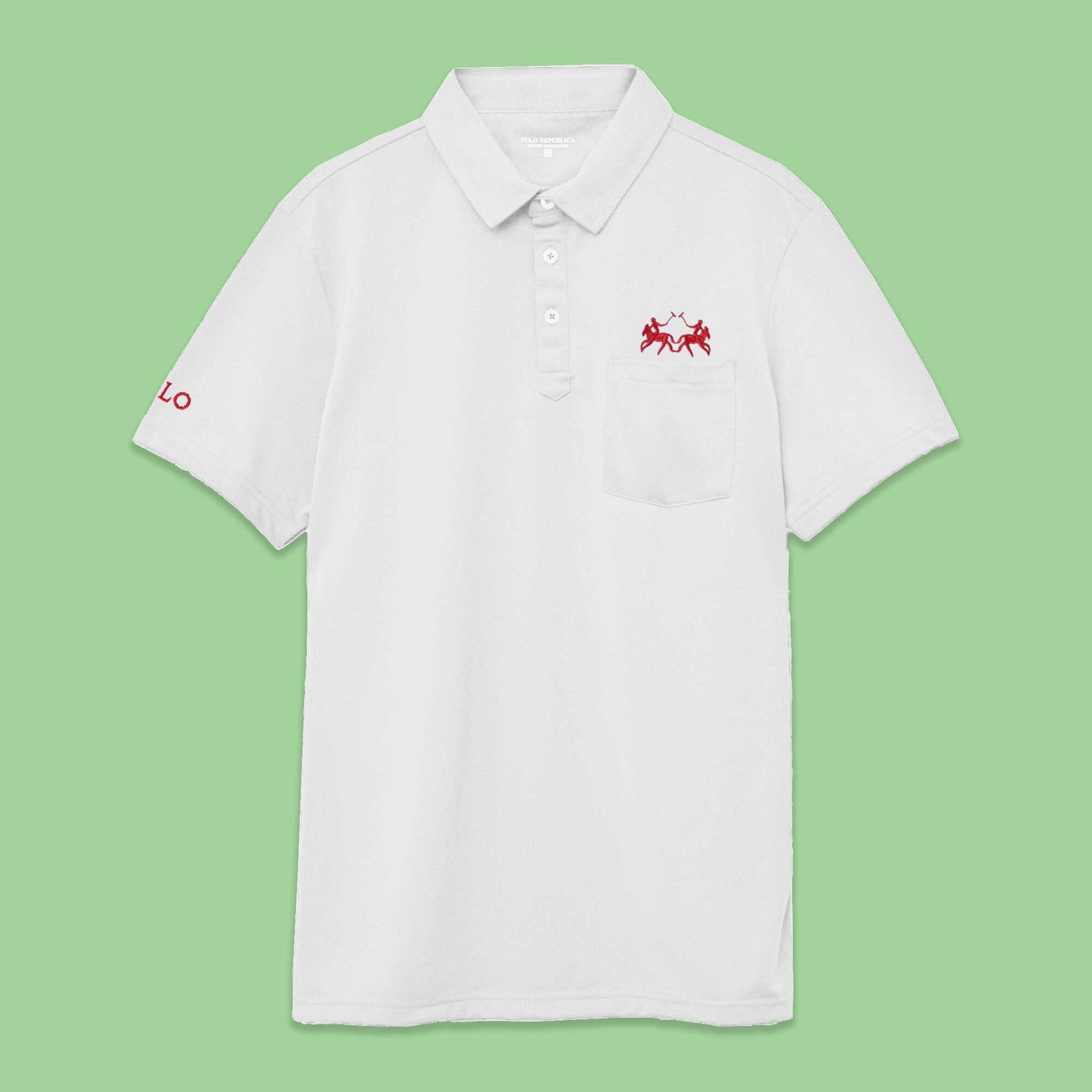 Polo Republica Men's Double Pony & Polo Embroidered Pocket Polo Shirt
