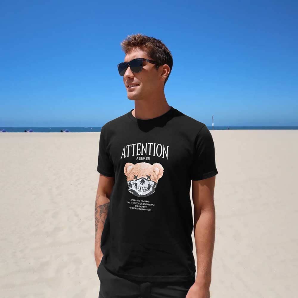 Polo Republica Men's Attention Seeker "Glow in The Dark" Printed Short Sleeve Tee Shirt Men's Tee Shirt Polo Republica