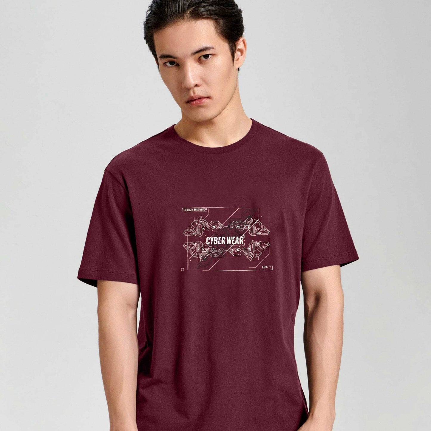 Polo Republica Men's Cyber Wear Printed Crew Neck Tee Shirt Men's Tee Shirt Polo Republica Maroon S