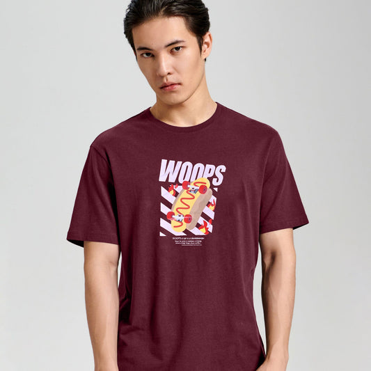 Polo Republica Men's Woops Printed Crew Neck Tee Shirt Men's Tee Shirt Polo Republica Maroon S