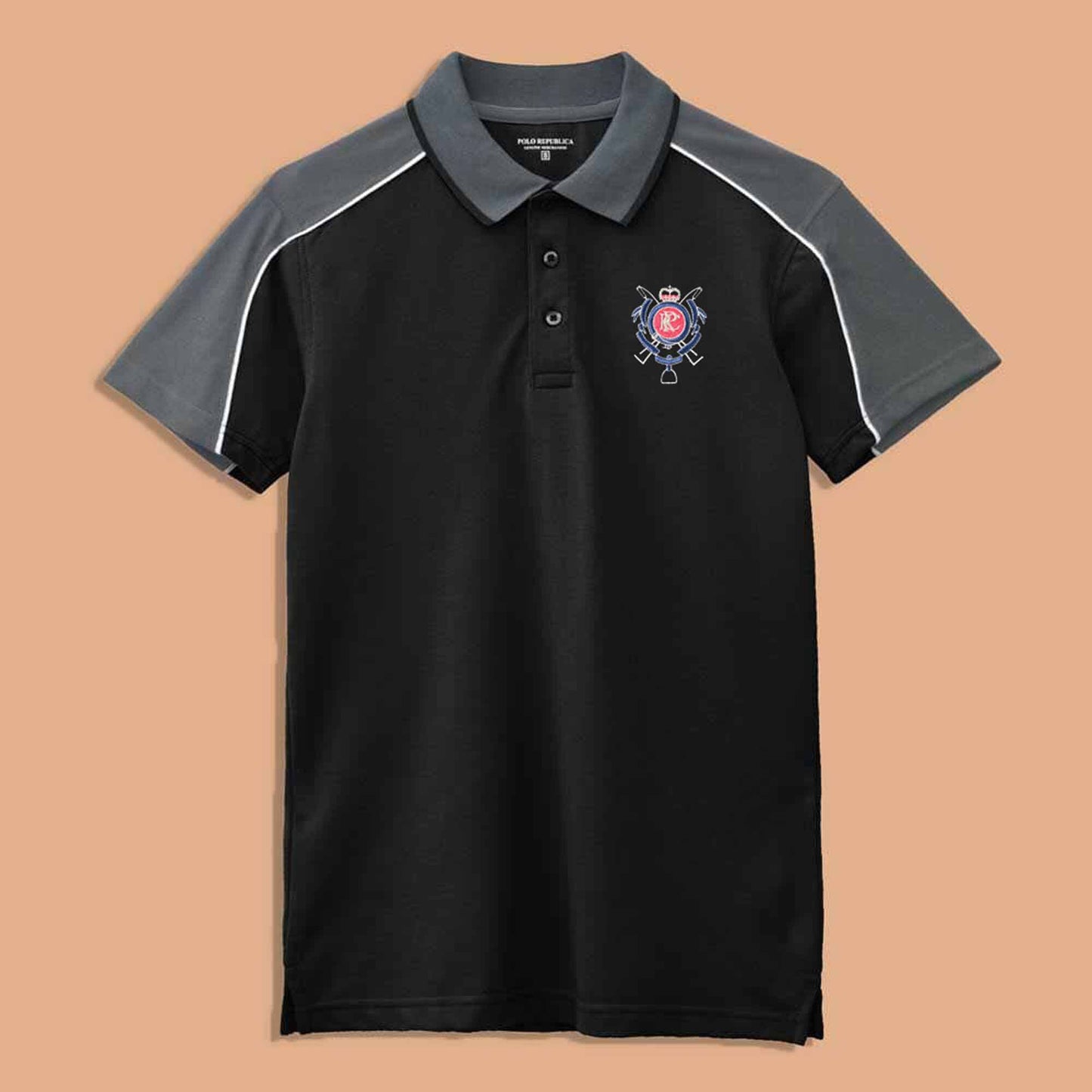 Polo Republica Men's PRC Crest Embroidered Contrast Panels Polo Shirt Men's Polo Shirt Polo Republica