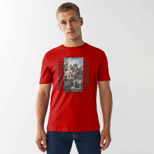 Polo Republica Men's Renaissance Printed Crew Neck Tee Shirt Men's Tee Shirt Polo Republica Red S
