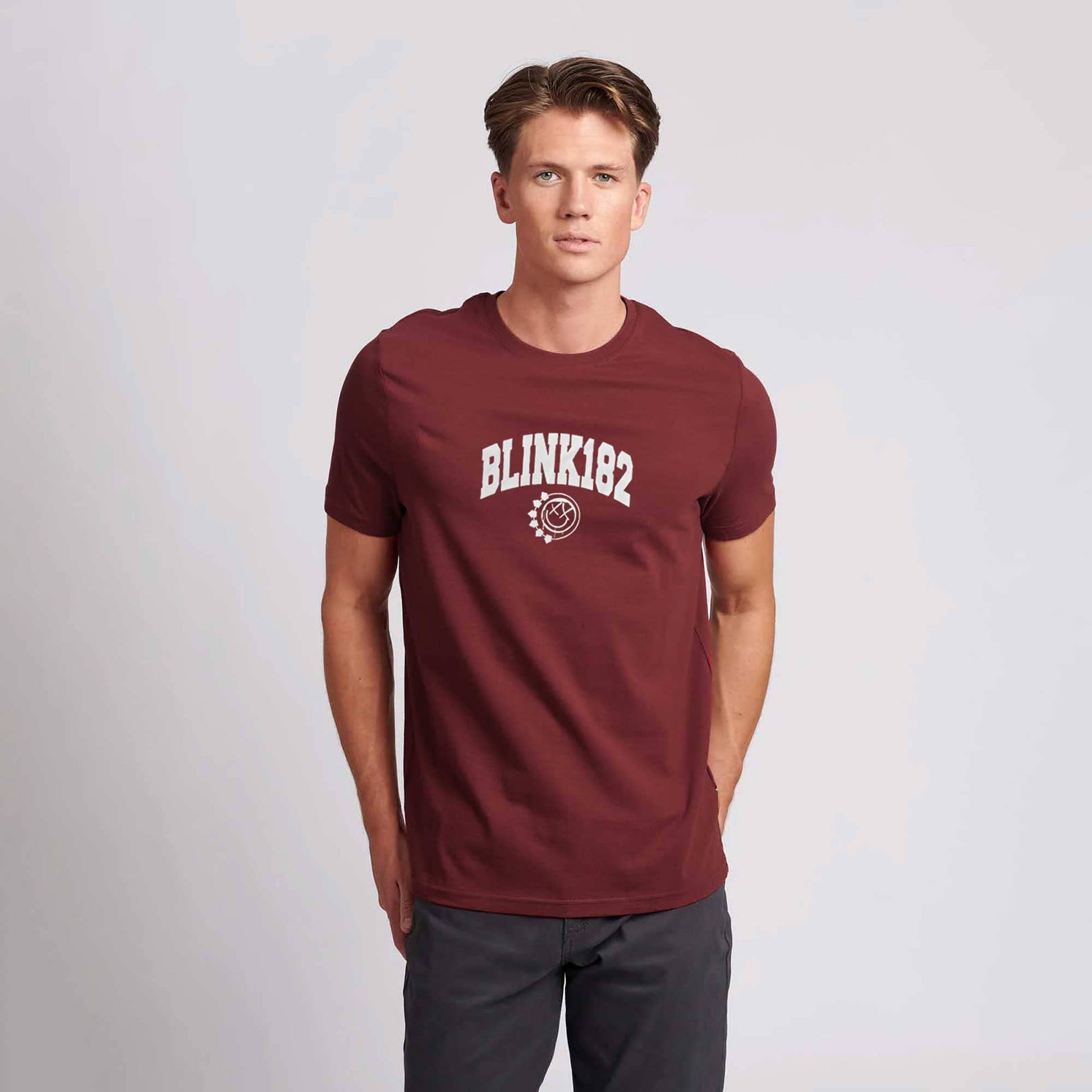 Polo Republica Blink 182 Printed Crew Neck Tee Shirt Men's Tee Shirt Polo Republica Maroon S
