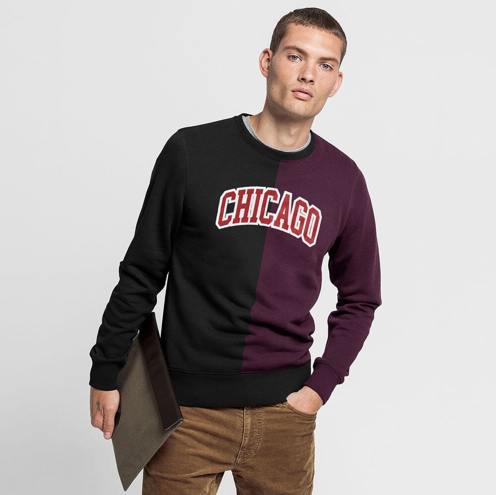 Polo Republica Men's Chicago Printed Panel Design Terry Sweat Shirt Men's Sweat Shirt Polo Republica