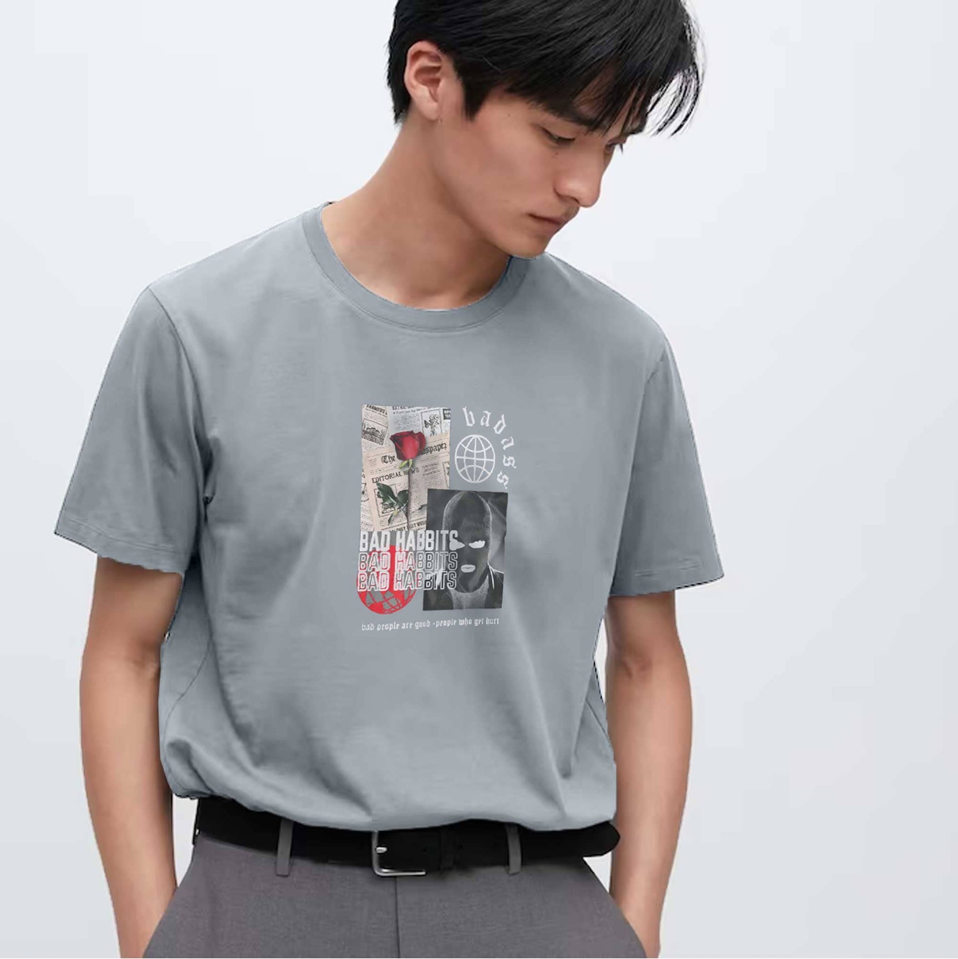 Polo Republica Men's Bad Habits Printed Crew Neck Tee Shirt Men's Tee Shirt Polo Republica