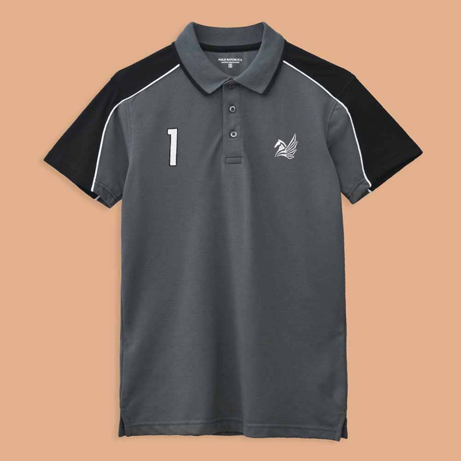 Polo Republica Men's Pegasus & 1 Embroidered Contrast Panels Polo Shirt Men's Polo Shirt Polo Republica