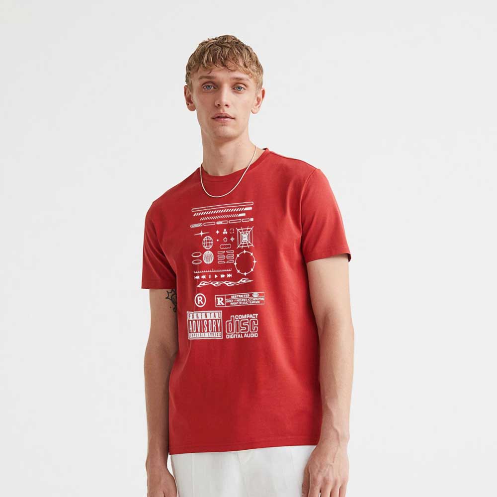 Polo Republica Men's Compact Disc Printed Crew Neck Tee Shirt Men's Tee Shirt Polo Republica