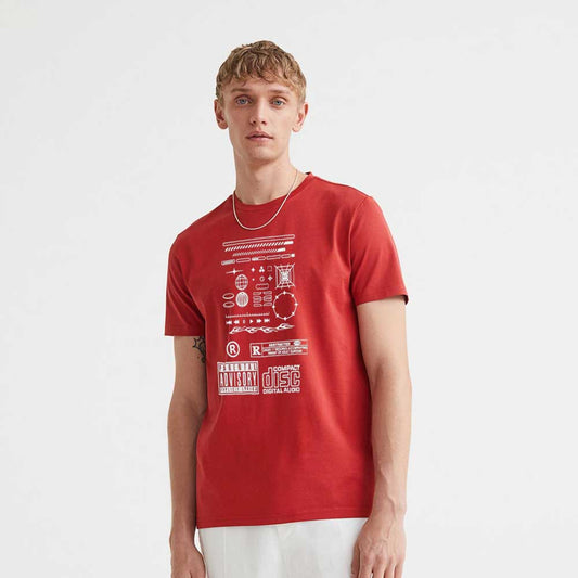 Polo Republica Men's Compact Disc Printed Crew Neck Tee Shirt Men's Tee Shirt Polo Republica