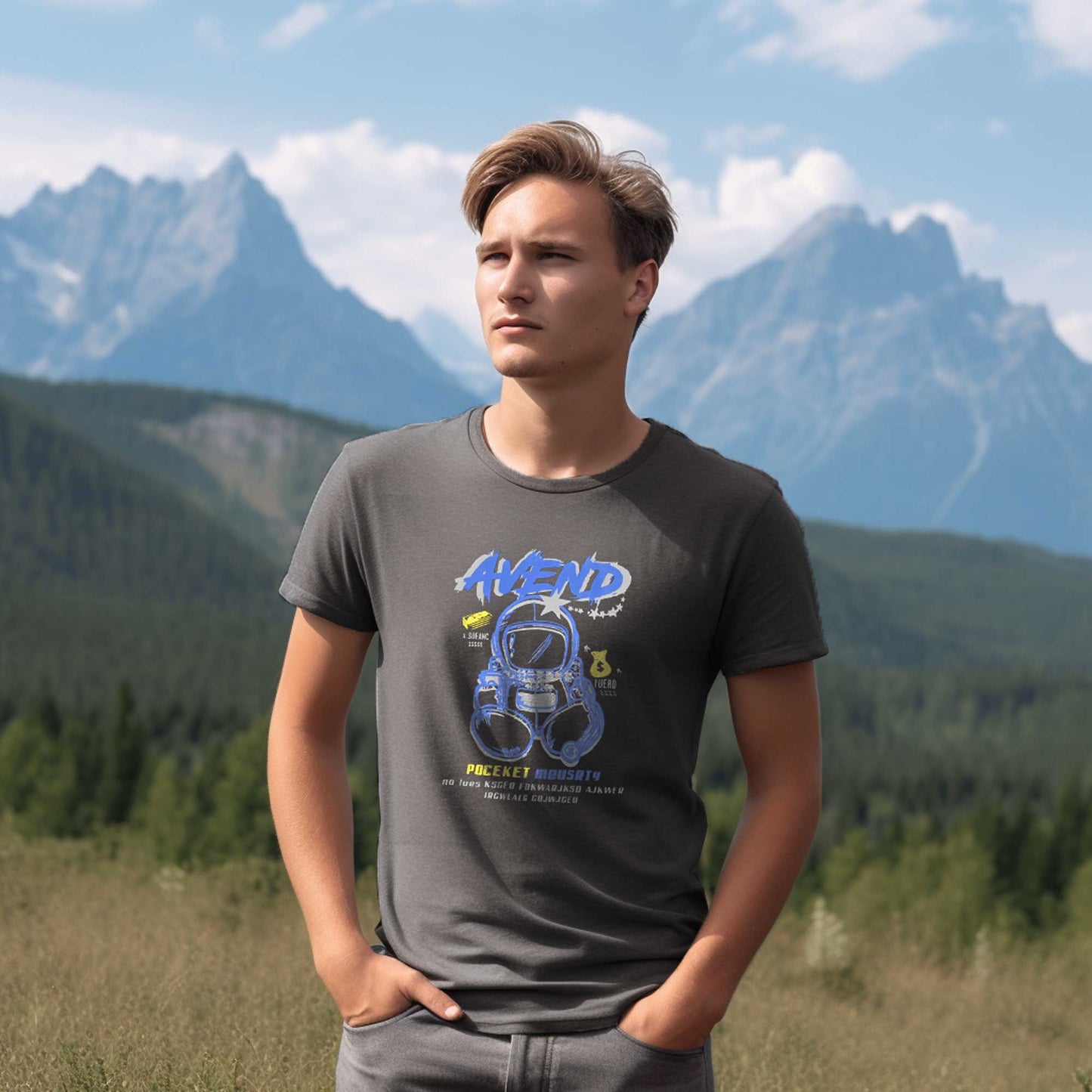 Polo Republica Men's Avend Printed Crew Neck Tee Shirt Men's Tee Shirt Polo Republica Graphite S