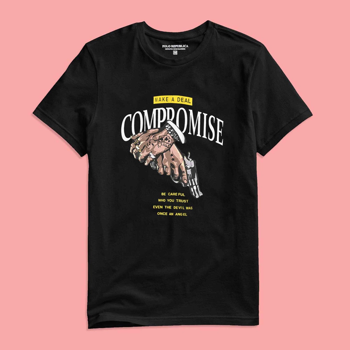 Polo Republica Men's Compromise Printed Crew Neck Tee Shirt Men's Tee Shirt Polo Republica