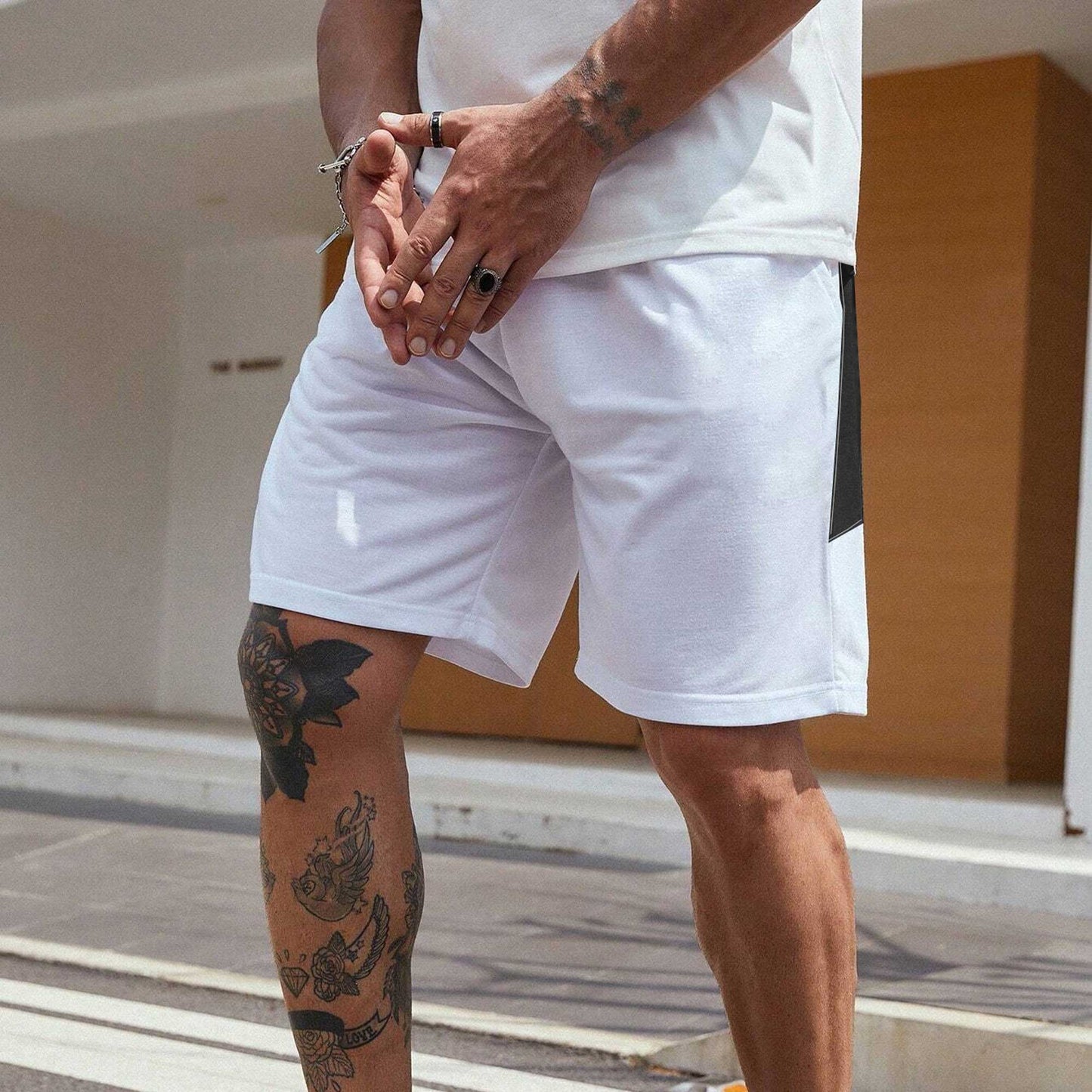 Polo Republica Men's Foshan Contrast Panel Pique Shorts Men's Shorts Polo Republica White S