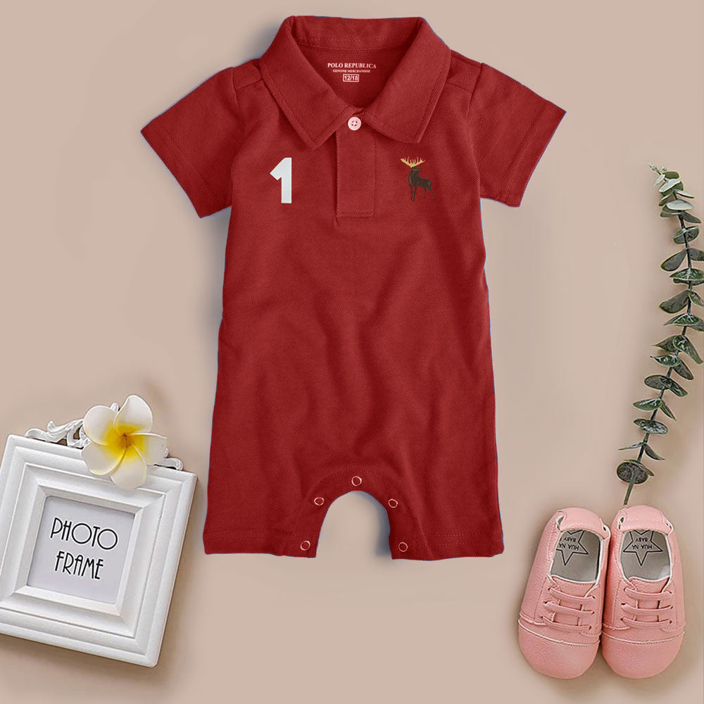 Polo Republica Moose-1 Printed Design Short Sleeve Baby Romper Romper Polo Republica
