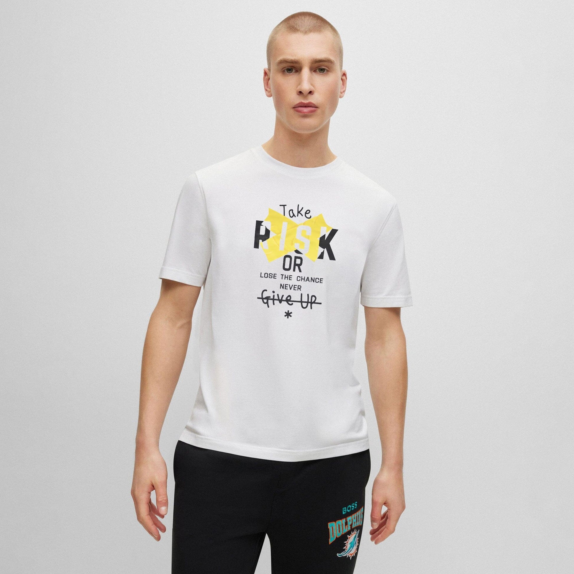 Polo Republica Men's Take Risk Printed Crew Neck Tee Shirt Men's Tee Shirt Polo Republica White S