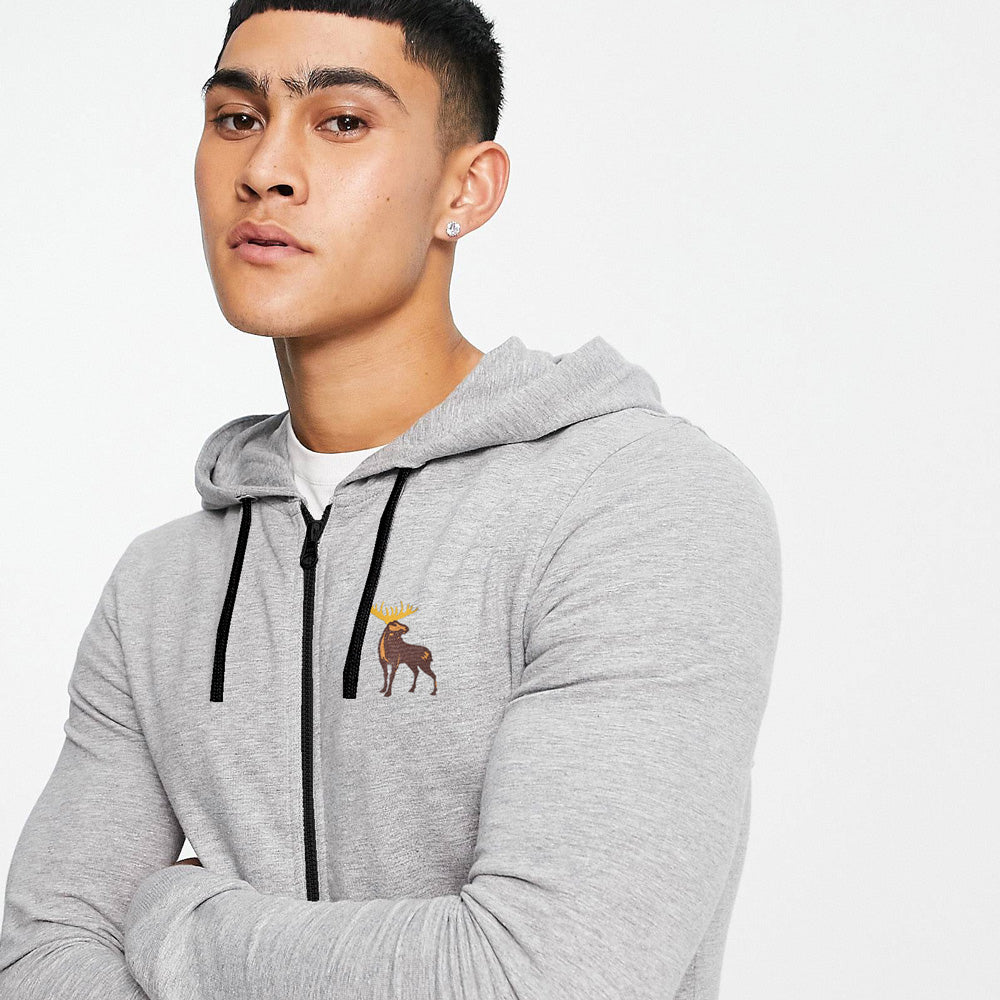 Polo Republica Men's Thermal Moose Printed Zipper Hoodie Men's Zipper Hoodie Polo Republica