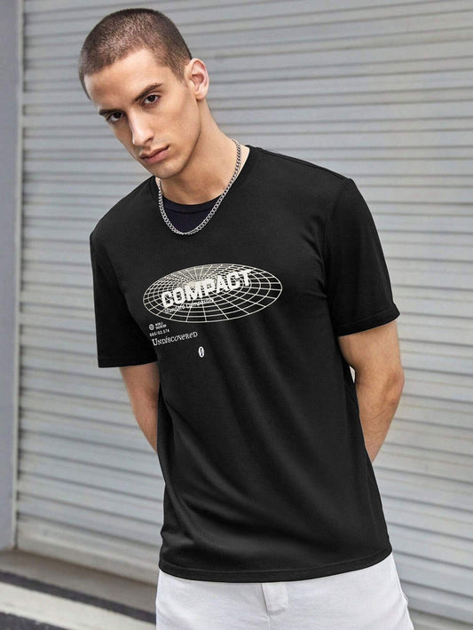 Polo Republica Men's Compact Printed Crew Neck Tee Shirt Men's Tee Shirt Polo Republica Black S