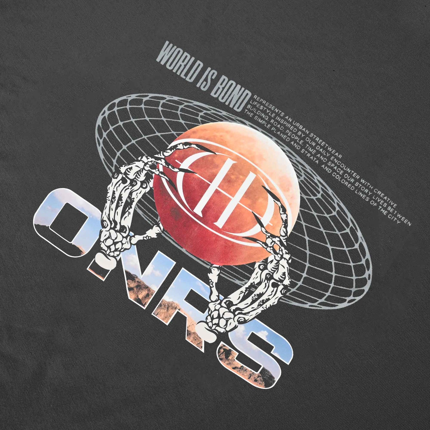 Polo Republica Men's ONRS Globe Printed Crew Neck Tee Shirt