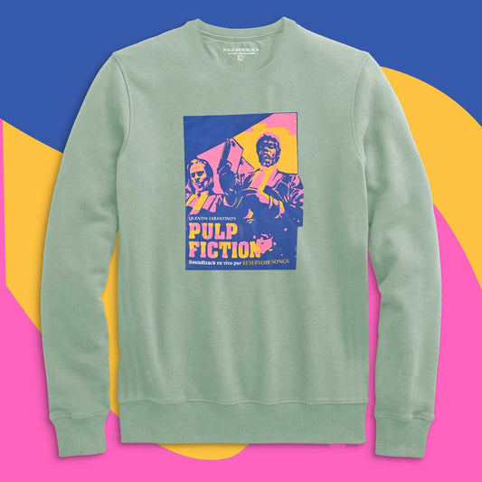 Polo Republica Men's Pulp Fiction Printed Long Sleeve Sweat Shirt Men's Sweat Shirt Polo Republica Mint Green XS
