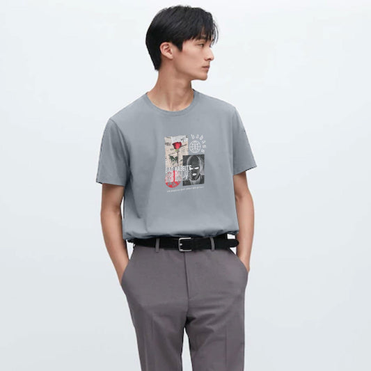 Polo Republica Men's Bad Habits Printed Crew Neck Tee Shirt Men's Tee Shirt Polo Republica Grey S