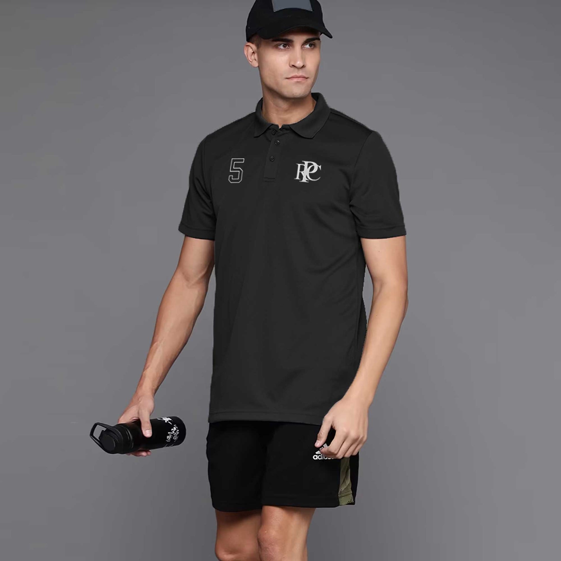 Polo Republica Men's PRC & 5 Printed Activewear Polo Shirt Men's Polo Shirt Polo Republica Black 2XL