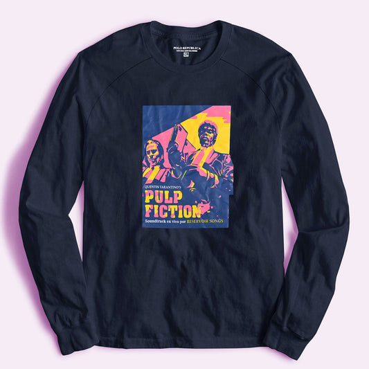 Polo Republica Men's Pulp Fiction Printed Raglan Sleeve Tee Shirt Men's Tee Shirt Polo Republica Navy S