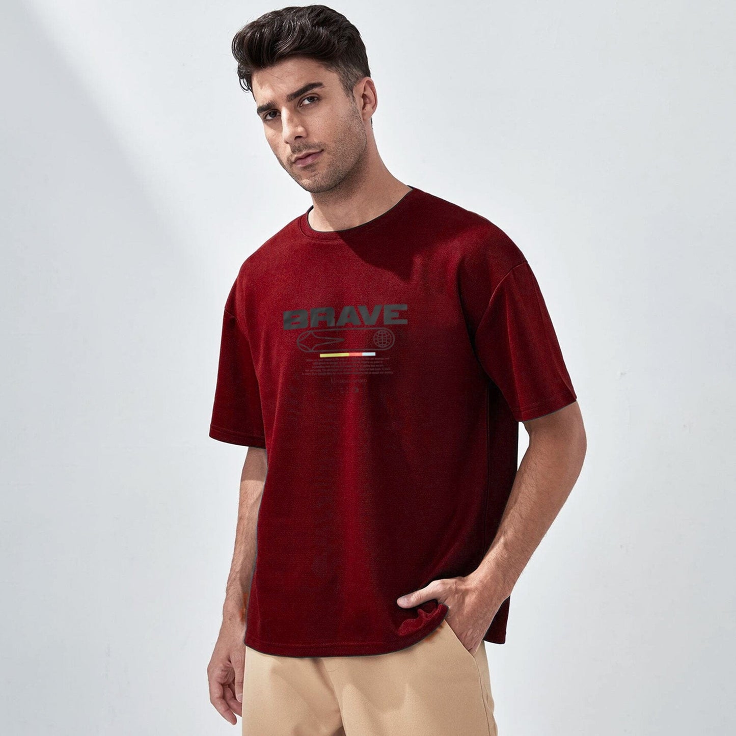 Polo Republica Men's Brave Printed Crew Neck Tee Shirt Men's Tee Shirt Polo Republica Maroon S