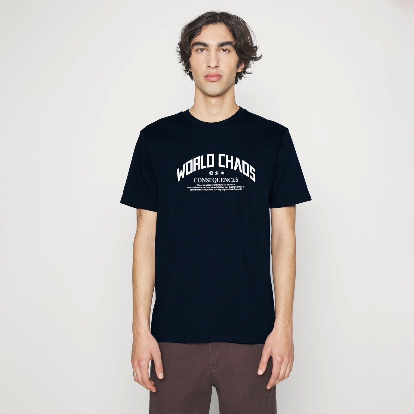 Polo Republica Men's World Chaos Printed Crew Neck Tee Shirt Men's Tee Shirt Polo Republica Navy S