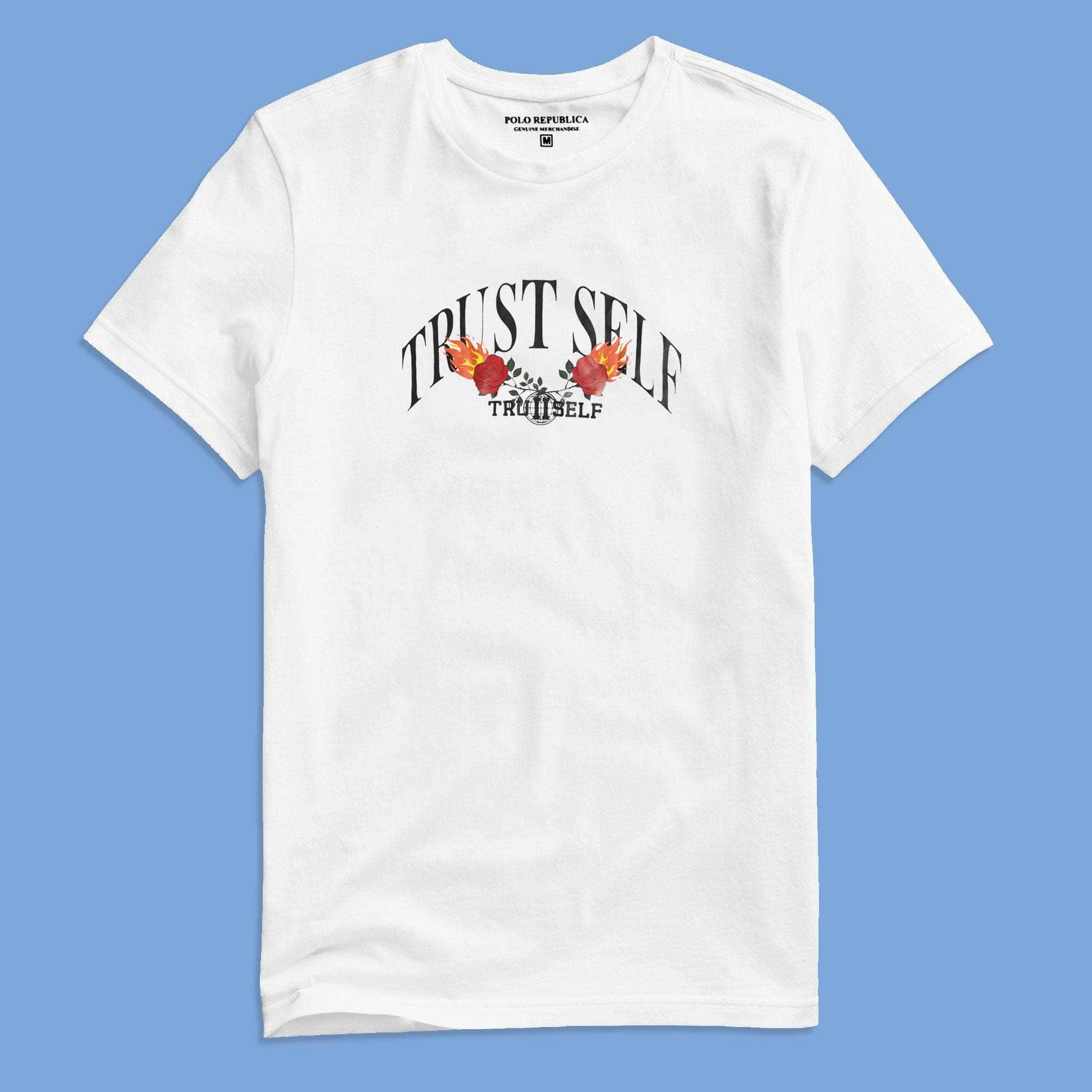 Polo Republica Men's Trust Self Printed Crew Neck Tee Shirt Men's Tee Shirt Polo Republica