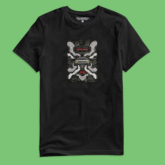 Polo Republica Men's Retro Wave Printed Short Sleeve Tee Shirt Men's Tee Shirt Polo Republica Black S