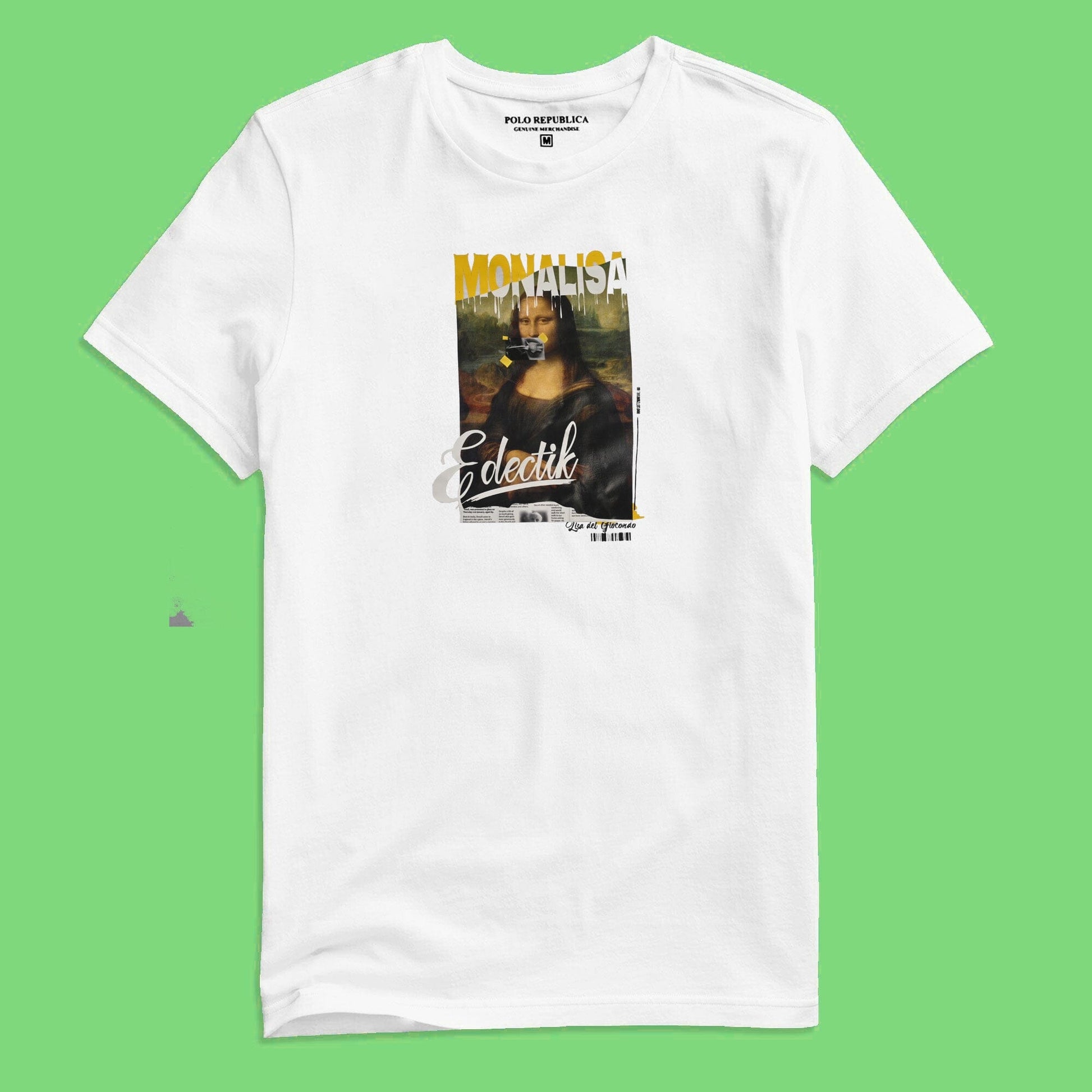 Polo Republica Men's Mona Lisa Printed Crew Neck Tee Shirt Men's Tee Shirt Polo Republica
