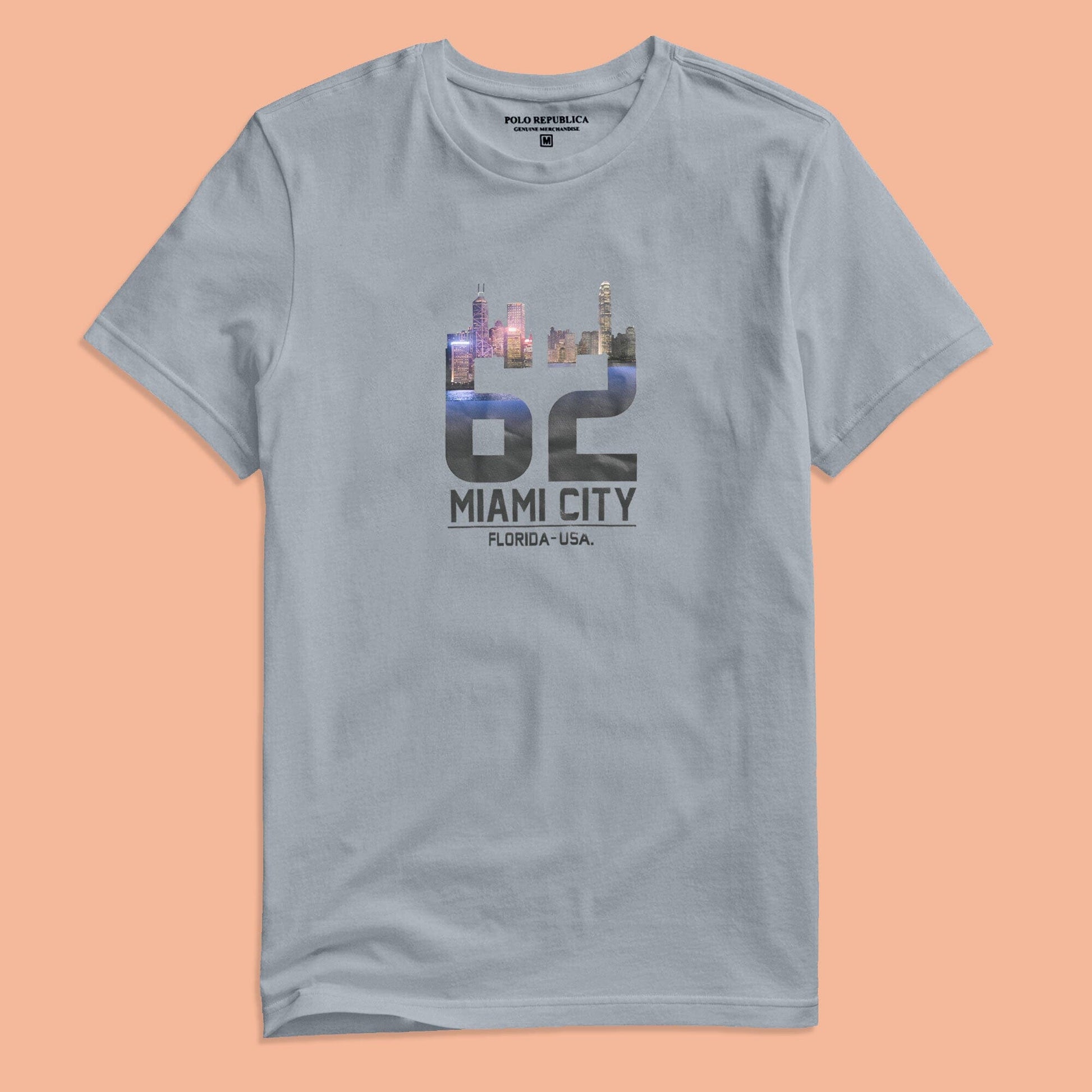 Polo Republica Men's 62 Miami City Printed Crew Neck Tee Shirt