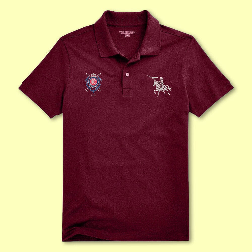 Polo Republica Men's PRC Crest & Horse Embroidered Short Sleeve Polo Shirt Men's Polo Shirt Polo Republica Maroon S