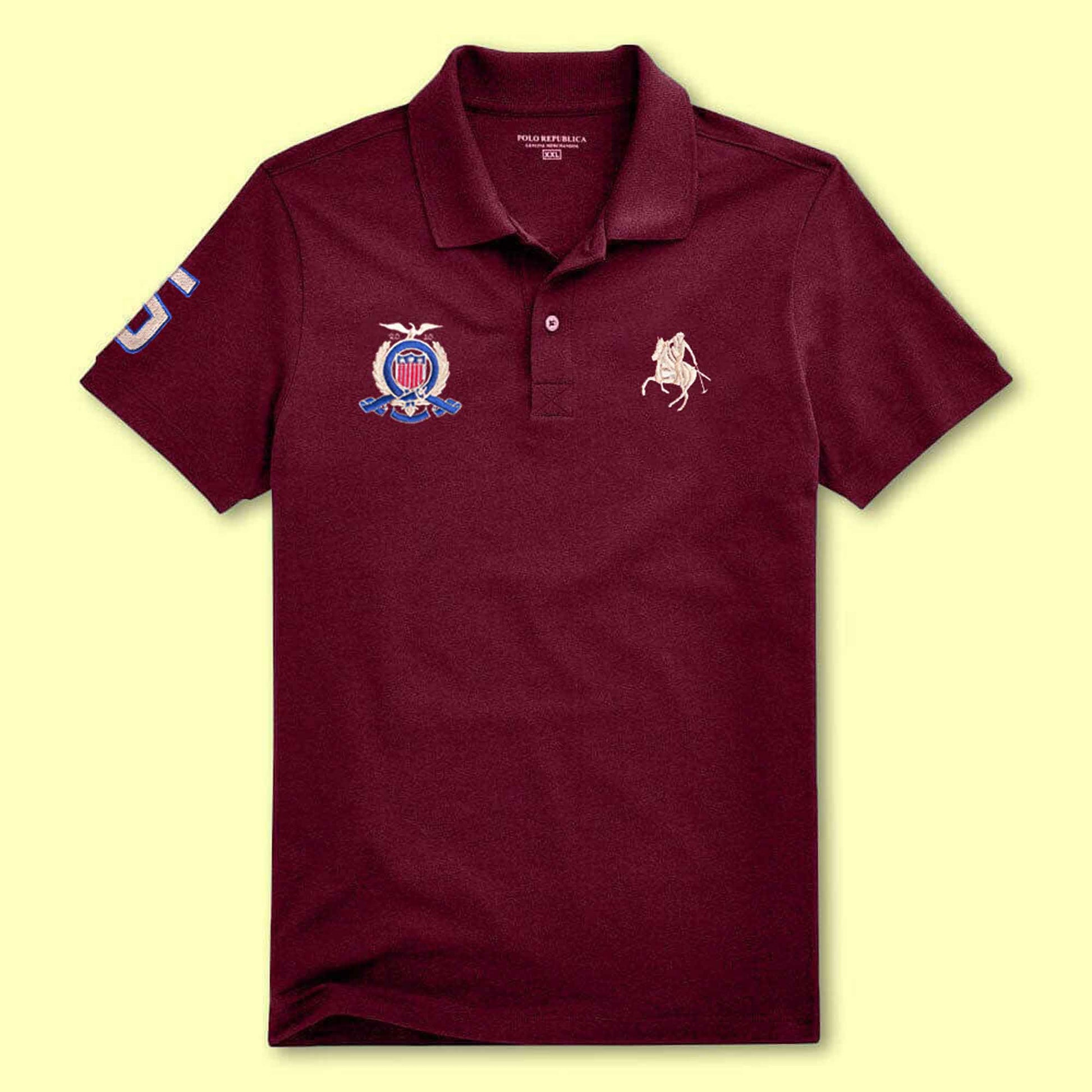 Polo Republica Men's Horse Crest & 5 Embroidered Short Sleeve Polo Shirt
