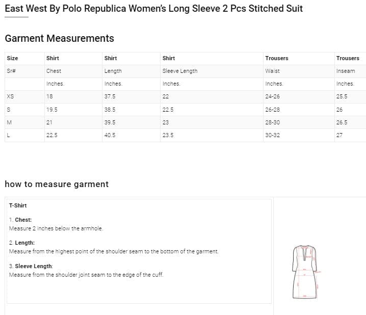 East West By Polo Republica Women’s Solid Design 2 Pcs Stitched Suit Women's Stitched Suit East West