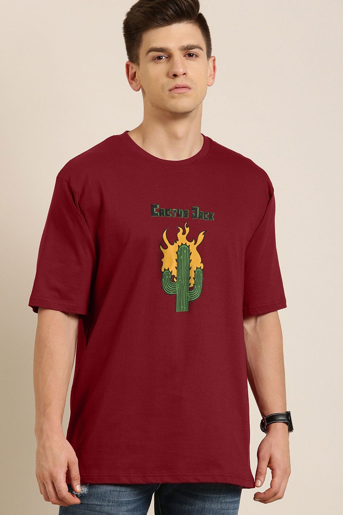 Polo Republica Cactus Jack Printed Crew Neck Tee Shirt Men's Tee Shirt Polo Republica Maroon S