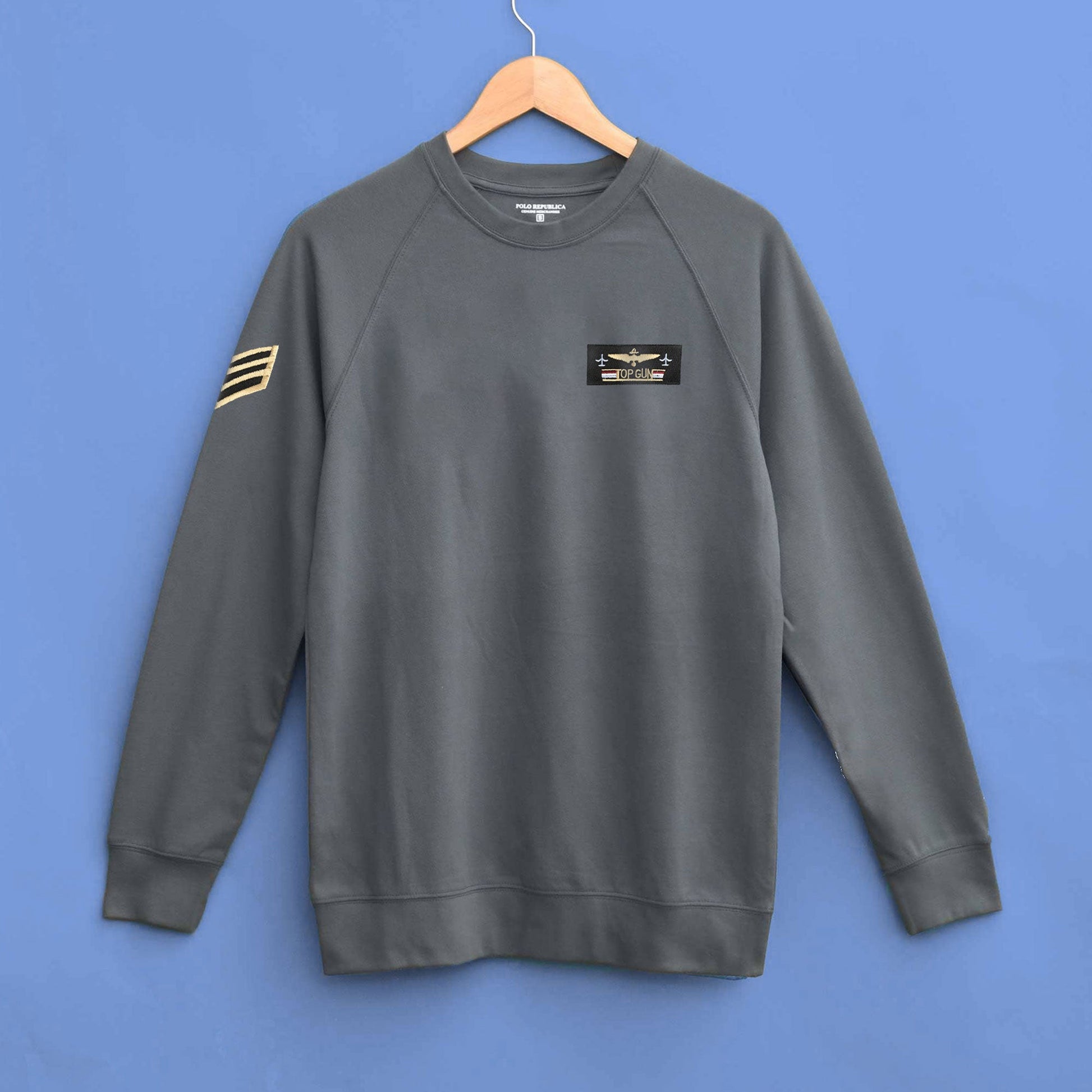 Polo Republica Men's Top Gun & Arrow Embroidered Raglan Sleeve Pique Tee Shirt