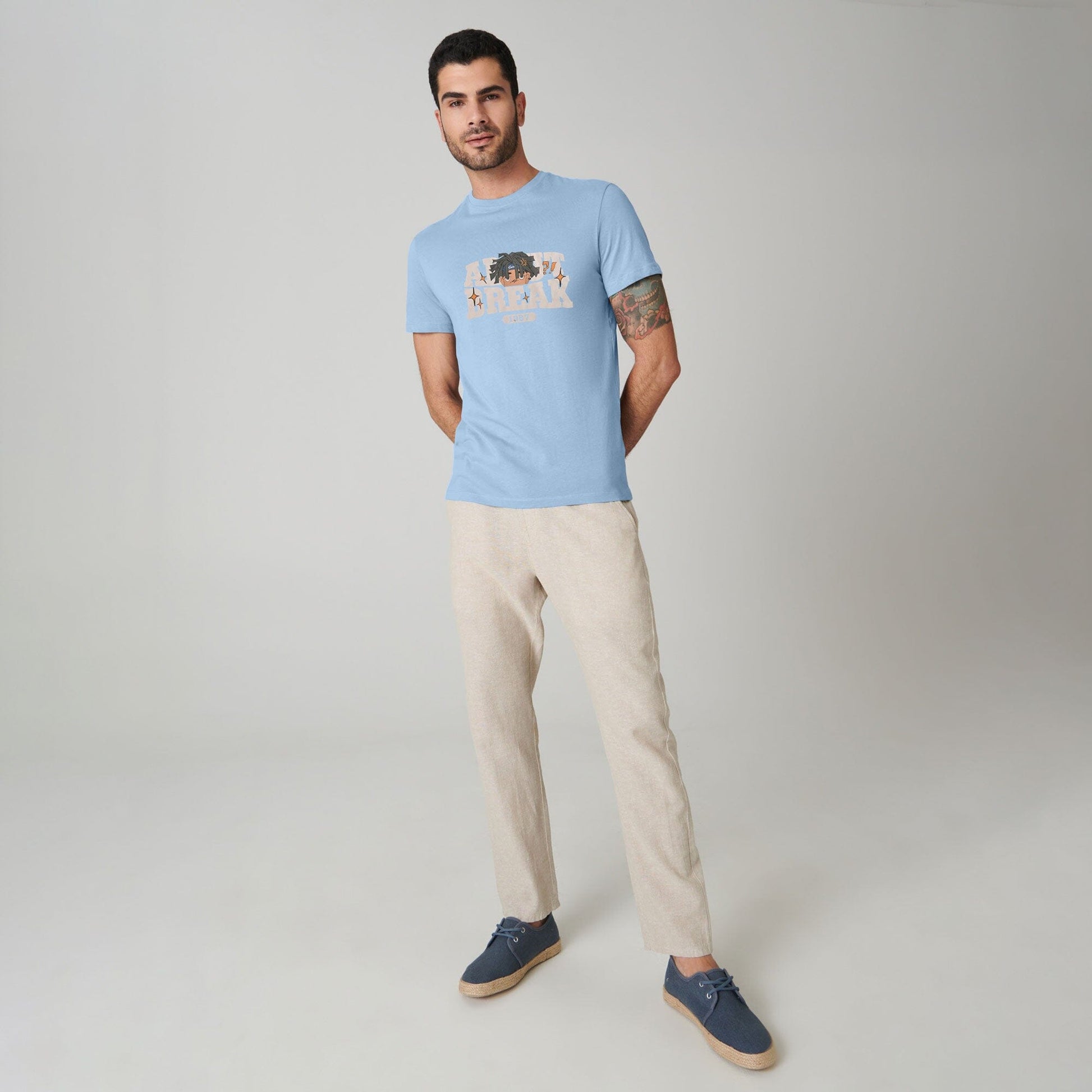 Polo Republica Men's About Break Printed Crew Neck Tee Shirt Men's Tee Shirt Polo Republica Light Sky S