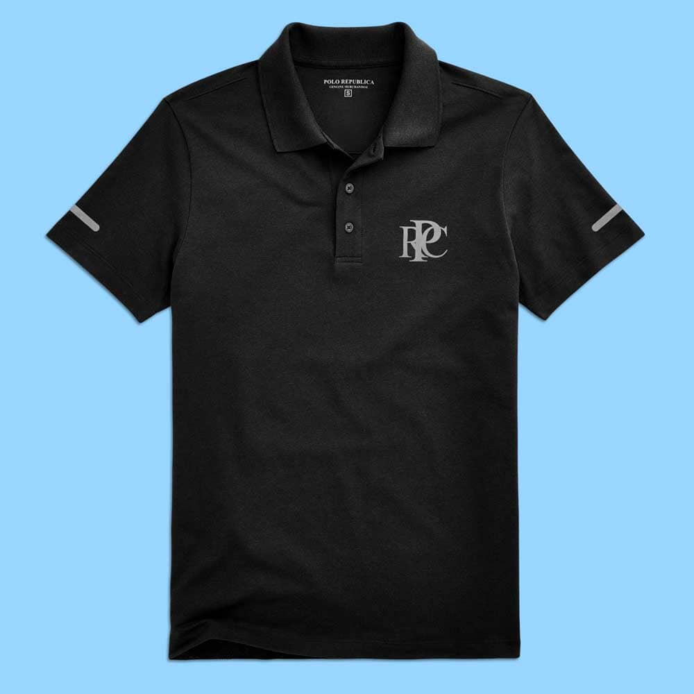 Polo Republica Men's PRC With Strips Printed Activewear Polo Shirt Men's Polo Shirt Polo Republica Black S