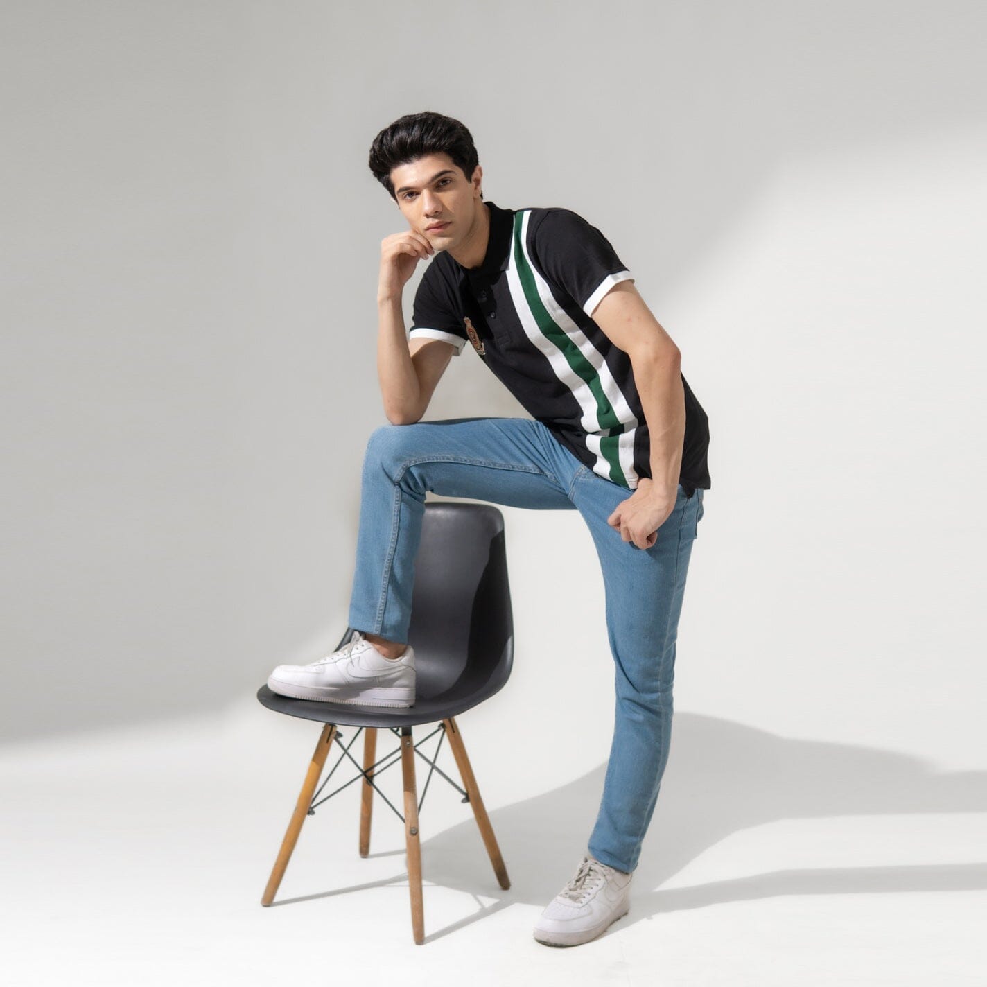 Polo Republica Men's Crest Embroidered Contrast Stripe Panel Polo Shirt Men's Polo Shirt Polo Republica