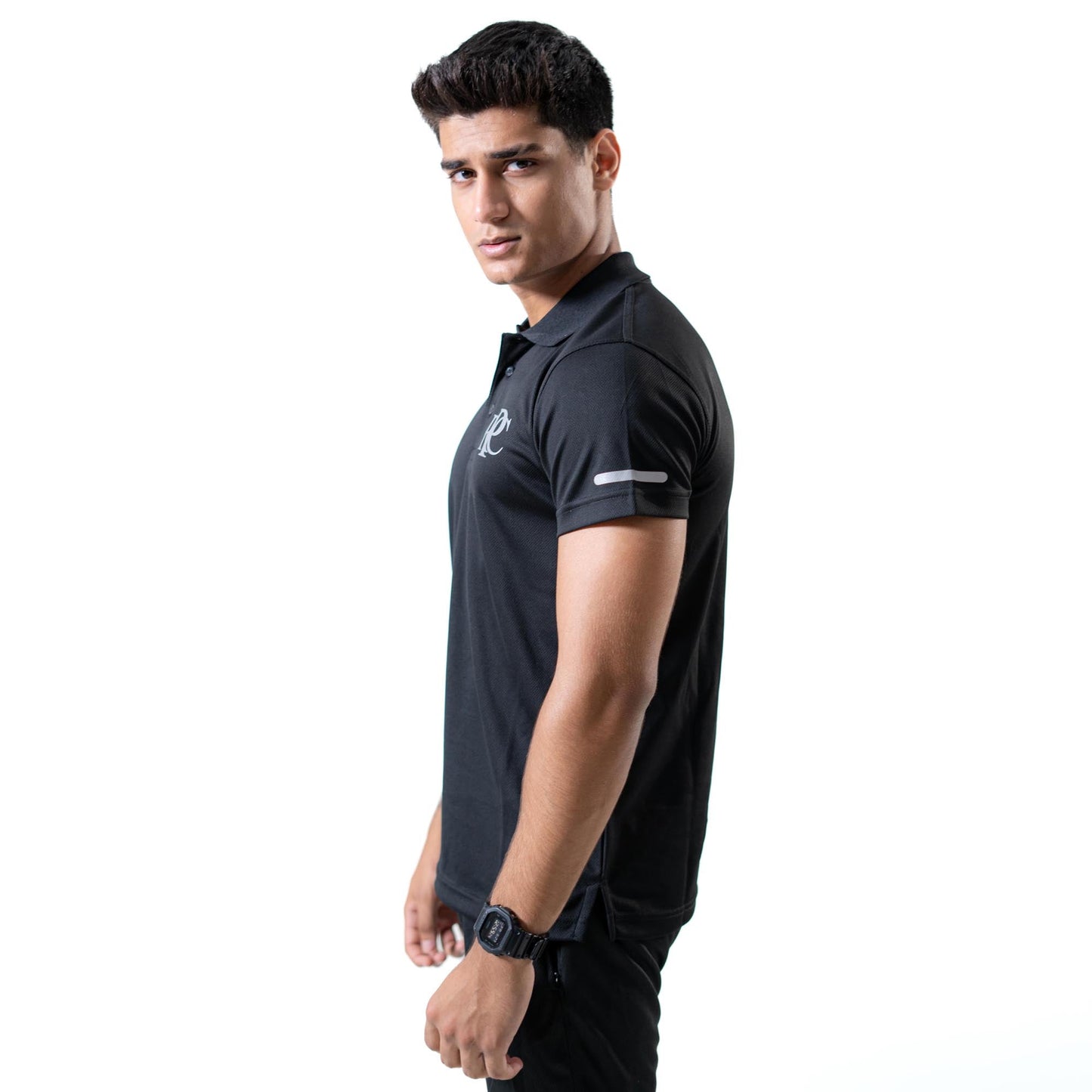 Polo Republica Men's PRC With Strips Printed Activewear Polo Shirt