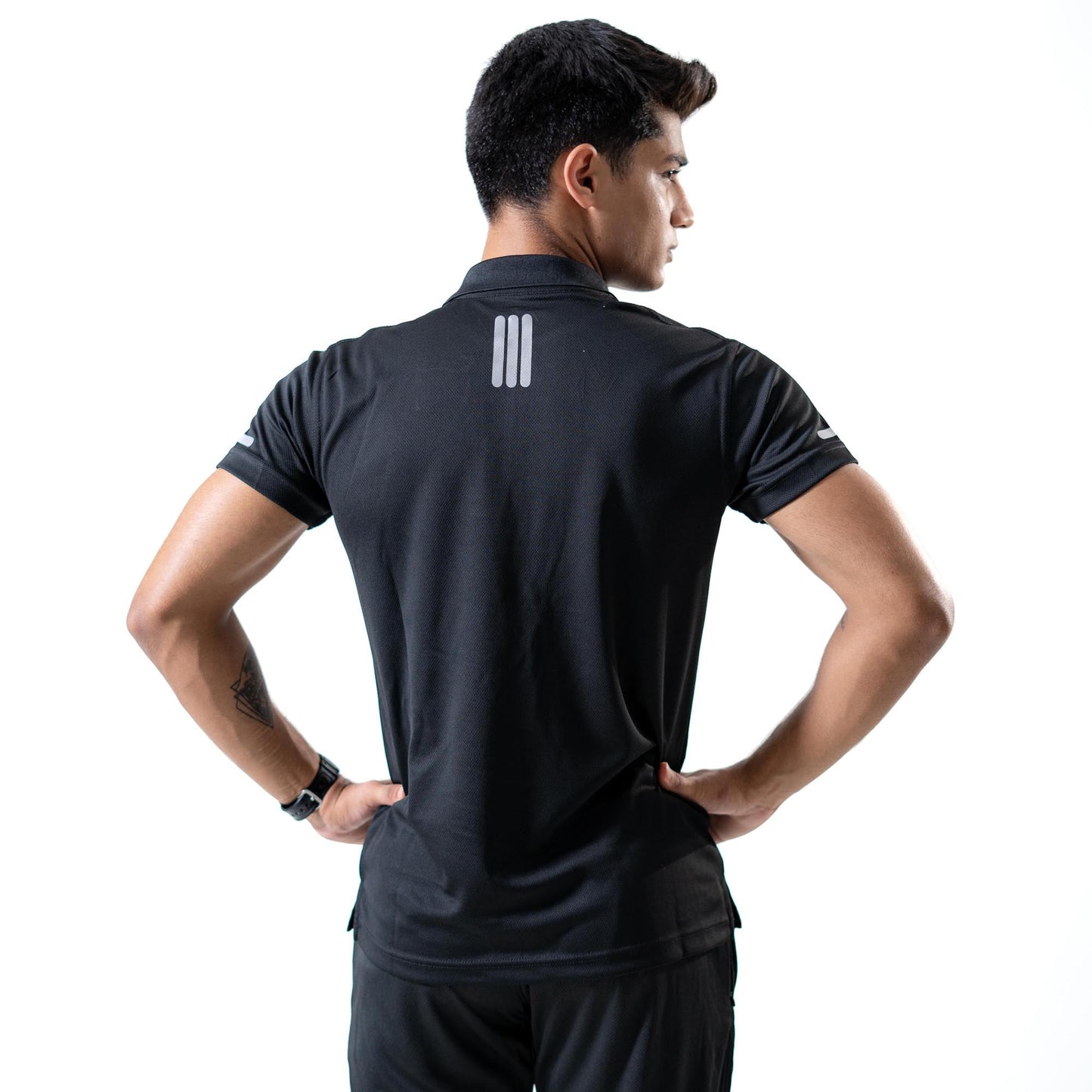 Polo Republica Men's PRC With Strips Printed Activewear Polo Shirt