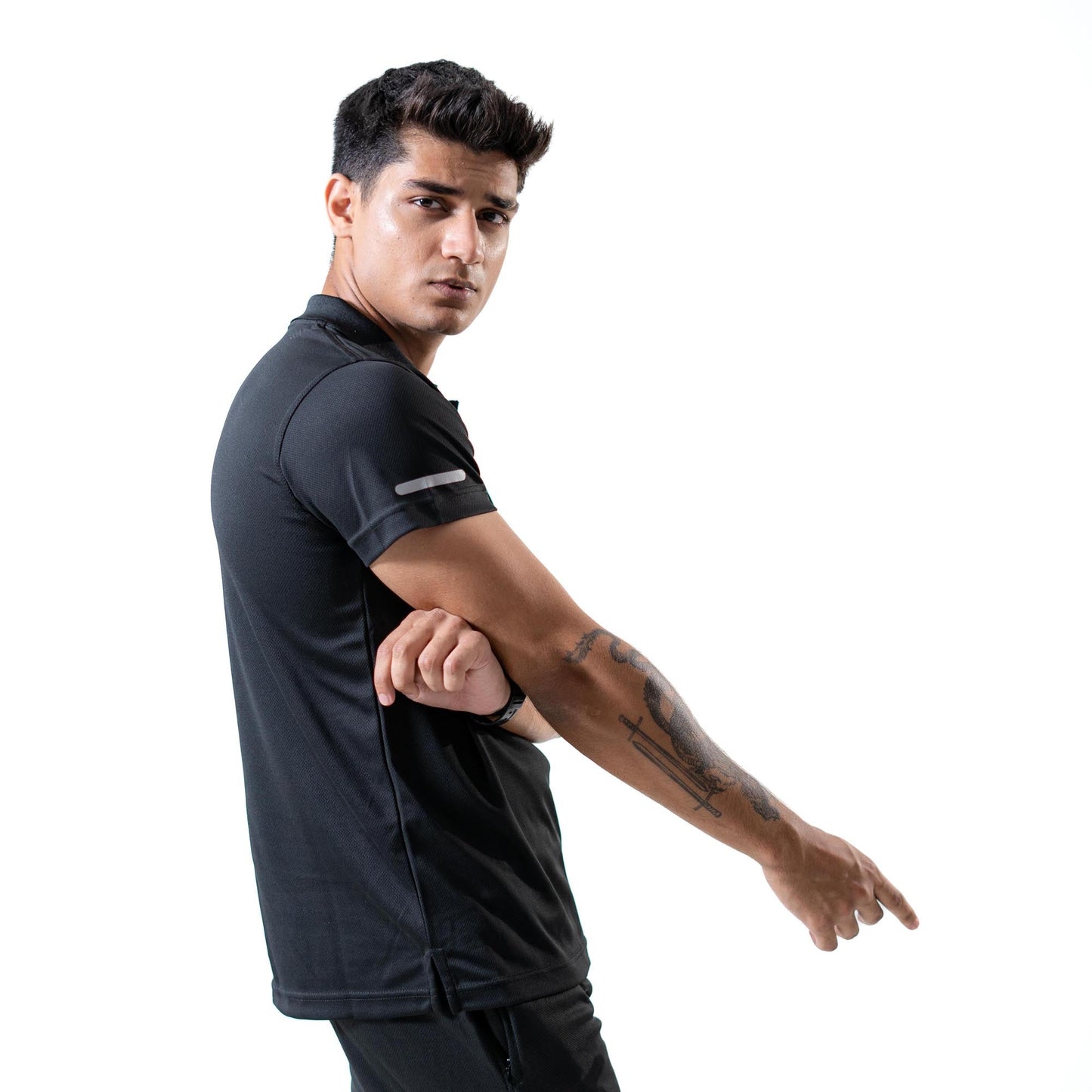 Polo Republica Men's PRC With Strips Printed Activewear Polo Shirt