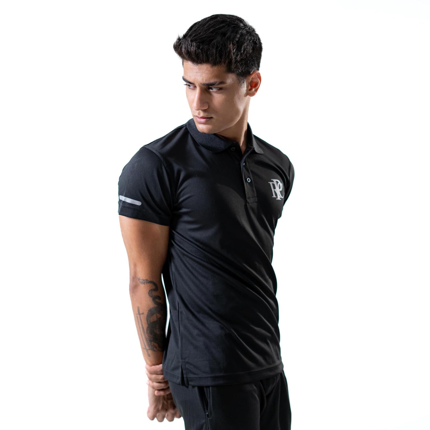 Polo Republica Men's PRC With Strips Printed Activewear Polo Shirt